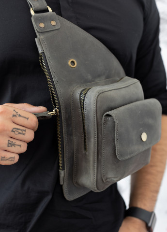 Чоловіча сумка-кобура чорного кольору із натуральної вінтажної шкіри Boorbon (253412646)
