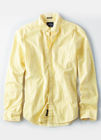 Желтая кэжуал рубашка однотонная American Eagle с длинным рукавом