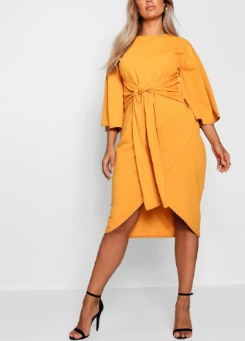 Горчичное кэжуал платье Boohoo однотонное