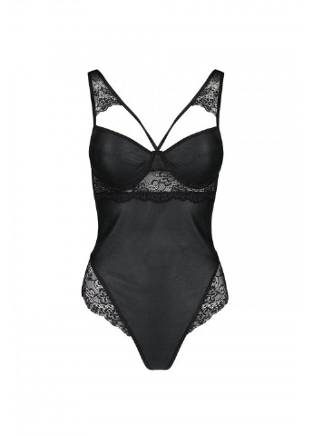 Боді з еко-шкіри та мережива Loona Body black XXL/XXXL - Passion (255459102)