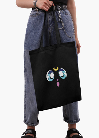 Эко сумка шоппер белая Луна Кошки Сейлор Мун (anime Sailor Moon Cats) (9227-2921-BK-1) экосумка шопер 41*35 см MobiPrint (224806154)