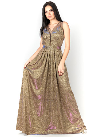 Золотистое вечернее платье с открытой спиной Seam