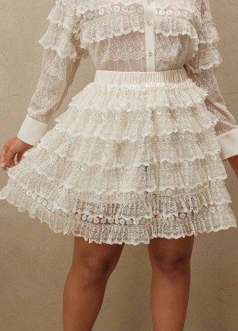 Молочная коктейльный, вечерний однотонная юбка SHEIN