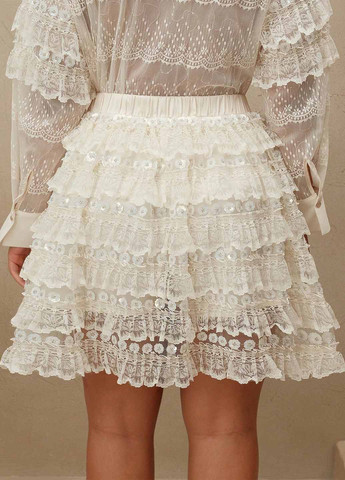 Молочная коктейльный, вечерний однотонная юбка SHEIN