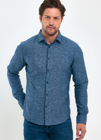 Синяя кэжуал рубашка с абстрактным узором Trend Collection