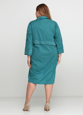 Бирюзовое кэжуал платье New Collection в горошек
