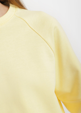 Свитшот Promin - Прямой крой однотонный светло-желтый кэжуал хлопок, трикотаж - (259638588)