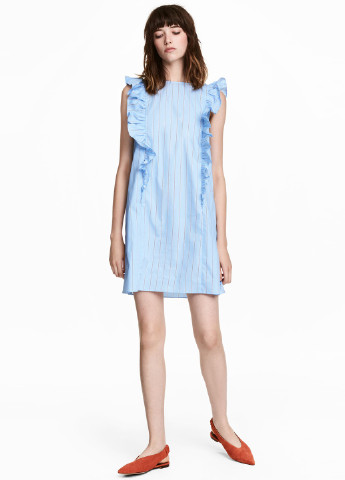 Блакитна кежуал сукня H&M в смужку