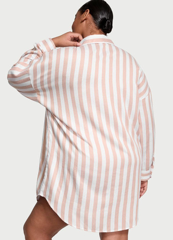 Лососевая повседневный, домашний рубашка в полоску Victoria's Secret