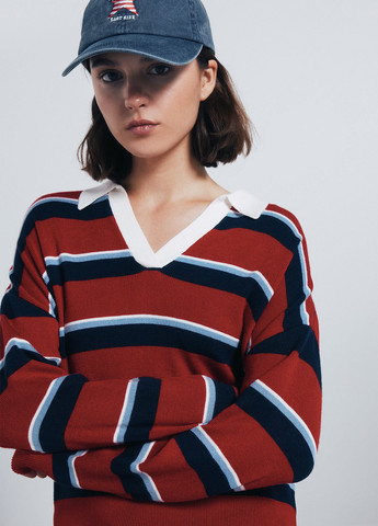 Темно-красный демисезонный пуловер пуловер Springfield