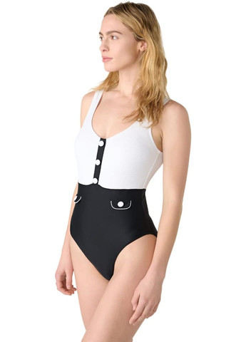 Черно-белый летний купальник слитный Karl Lagerfeld