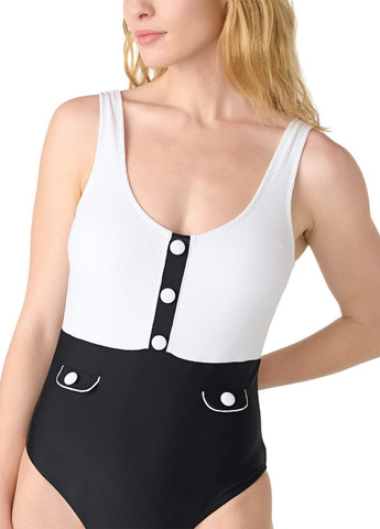 Черно-белый летний купальник слитный Karl Lagerfeld