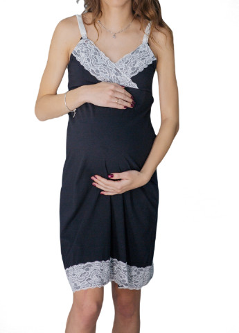 6402(99)01 Ночная рубашка для беременных и кормящих Черная HN мадлен (223342419)