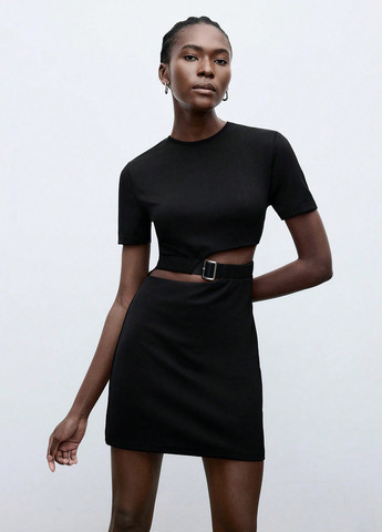 Чорна вечірня, кежуал сукня силуетна SHEIN однотонна