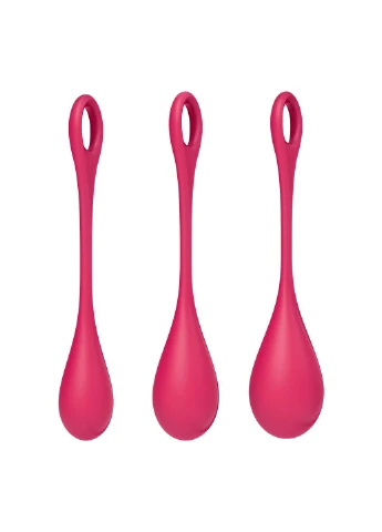 Набор йони бусин Yoni Power 1 Red, диаметр 2-2,5-3см, вес 22-46-74гр Satisfyer (252607238)