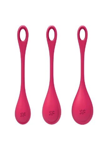 Набор йони бусин Yoni Power 1 Red, диаметр 2-2,5-3см, вес 22-46-74гр Satisfyer (252607238)