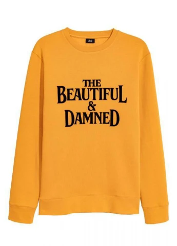 Желтый свитшот H&M надпись без декора (195665546)