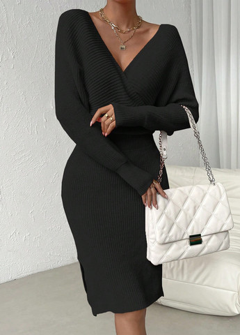 Чорна кежуал сукня SHEIN однотонна