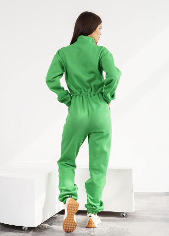Комбінезон жіночий ISSA PLUS 13562 комбінезон-брюки однотонний зелений повсякденний трикотаж