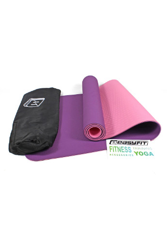 Килимок для йоги TPE + TC ECO-Friendly 6 мм фіолетовий з рожевим (мат-каремат спортивний, йогамат для фітнесу, пілатесу) EasyFit (237596255)