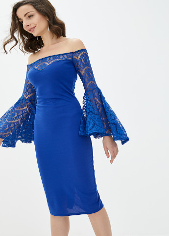 Синее вечернее платье футляр Podium