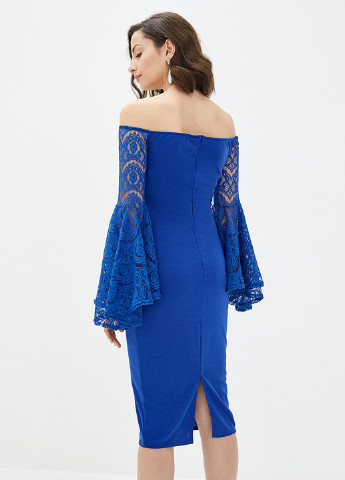 Синее вечернее платье футляр Podium