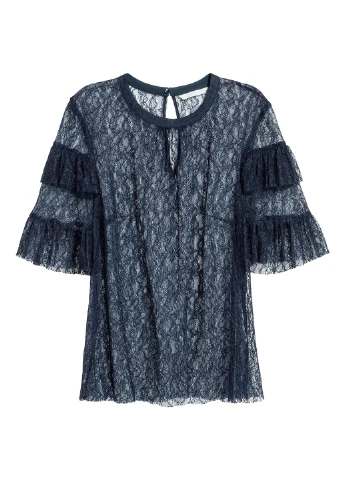 Тёмно-синяя блуза лето,темно-синий, H&M