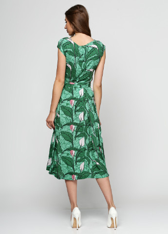 Зелена кежуал плаття, сукня Алеся з квітковим принтом