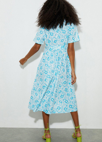 Белое кэжуал платье а-силуэт Dorothy Perkins с цветочным принтом