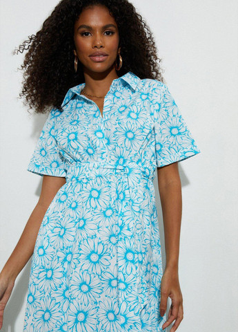 Белое кэжуал платье а-силуэт Dorothy Perkins с цветочным принтом