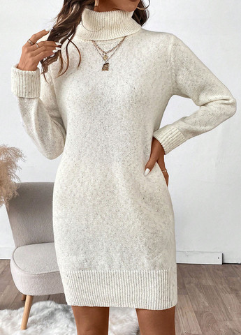 Білий кежуал сукня сукня светр SHEIN однотонна