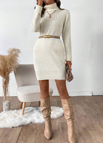 Білий кежуал сукня сукня светр SHEIN однотонна