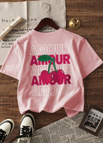 Розовая летняя футболка SHEIN