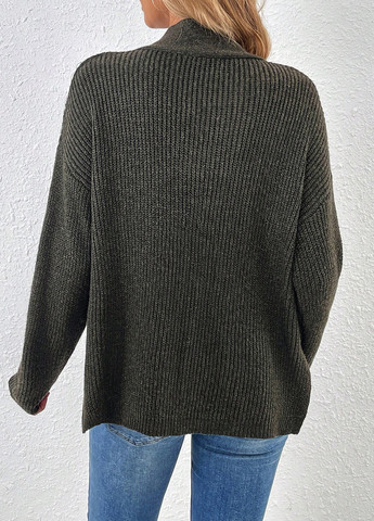 Темно-зеленый демисезонный пуловер пуловер SHEIN