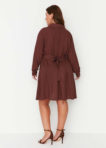 Коричнева кежуал сукня кльош Trendyol однотонна