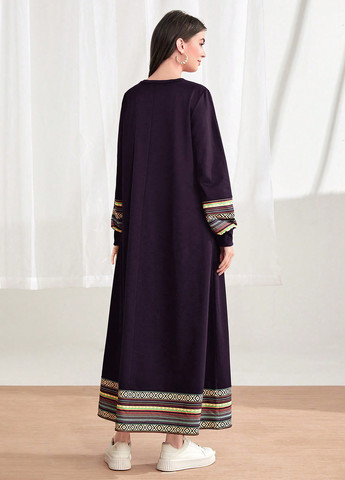 Темно-фіолетова кежуал сукня а-силует SHEIN з орнаментом