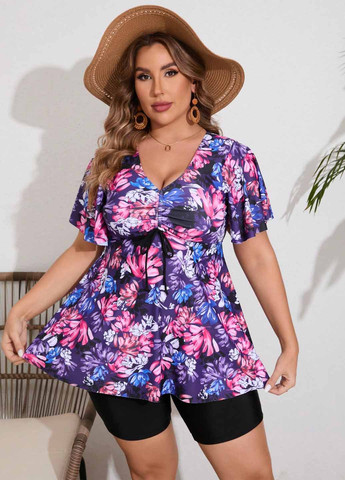 Фуксиновый демисезонный купальник (купальное платье, шорты) купальник-платье, раздельный SHEIN