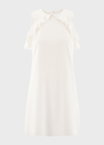 Белое кэжуал платье а-силуэт Oodji однотонное
