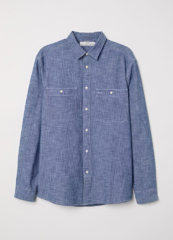 Светло-синяя кэжуал рубашка меланж H&M