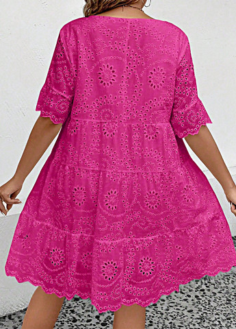 Фуксинова (кольору Фукія) кежуал сукня а-силует SHEIN однотонна