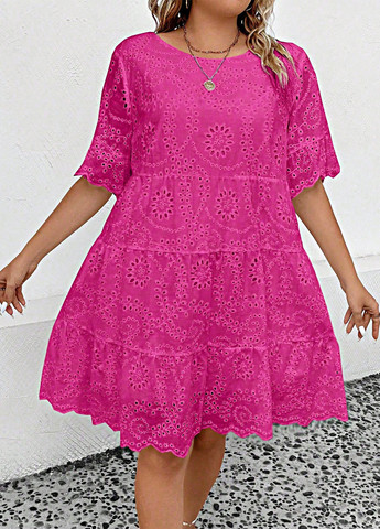 Фуксинова (кольору Фукія) кежуал сукня а-силует SHEIN однотонна