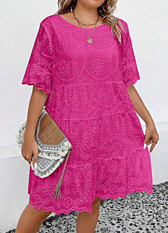 Фуксинова (кольору Фукія) кежуал сукня а-силует SHEIN однотонна