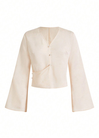 Кремова блуза на запах SHEIN