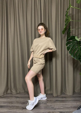 Костюм жіночий модний прогулянковий вільний (реглан, шорти) двонитка Ballet Grace (253303586)