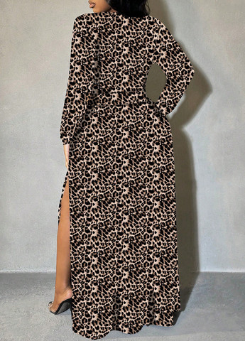Коричнева святковий, вечірня сукня а-силует SHEIN леопардовий