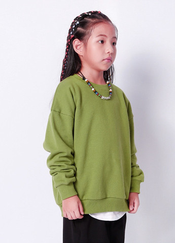 Bronco свитшот для девочки хип-хоп однотонный зеленый кэжуал хлопок