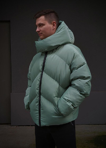 Зеленая зимняя оверсайз зимняя куртка quadro VDLK