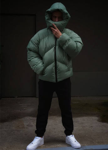 Зеленая зимняя оверсайз зимняя куртка quadro VDLK