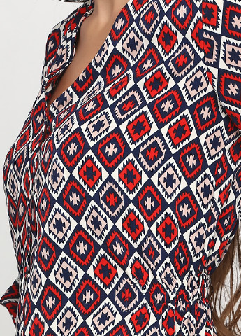Комбинированное кэжуал платье клеш ANVI с геометрическим узором