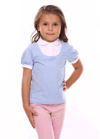 Голубая однотонная блузка с коротким рукавом Vidoli летняя